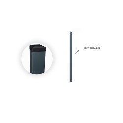 80x80x2 H2400 stulpas cinkuotas RAL 7016 80x80x2 H2400 stulpas cinkuotas RAL 7016