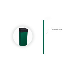 60x60x1.5 H2600 stulpas cinkuotas RAL 6005 60x60x1.5 H2600 stulpas cinkuotas RAL 6005