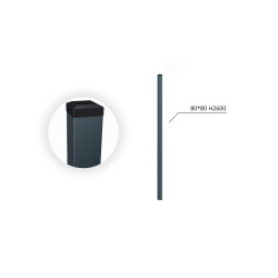 80x80x2 H2600 stulpas cinkuotas RAL 7016 80x80x2 H2600 stulpas cinkuotas RAL 7016
