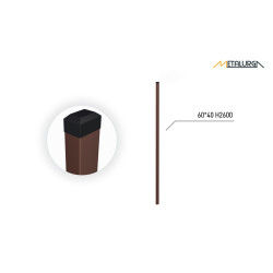 60x40x1.5 H2600 stulpas cinkuotas RAL 8017 60x40x1.5 H2600 stulpas cinkuotas RAL 8017