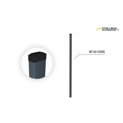80x40x2 H3000 stulpas cinkuotas RAL 7016 80x40x2 H3000 stulpas cinkuotas RAL 7016