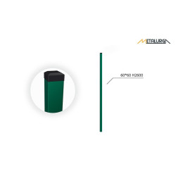 60x60x1.5 H2600 stulpas cinkuotas RAL 6005 60x60x1.5 H2600 stulpas cinkuotas RAL 6005