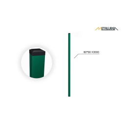 80x80x2 H3000 stulpas cinkuotas RAL 6005 80x80x2 H3000 stulpas cinkuotas RAL 6005