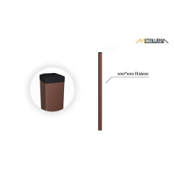 100x100x3 H2600 stulpas cinkuotas RAL 8017 100x100x3 H2600 stulpas cinkuotas RAL 8017