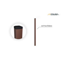 100x100x3 H2600 stulpas cinkuotas RAL 8017 100x100x3 H2600 stulpas cinkuotas RAL 8017