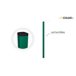 100x100x3 H2800 stulpas cinkuotas RAL 6005 100x100x3 H2800 stulpas cinkuotas RAL 6005