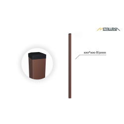 100x100x3 H3000 stulpas cinkuotas RAL 8017 3 100x100x3 H3000 stulpas cinkuotas RAL 8017 3