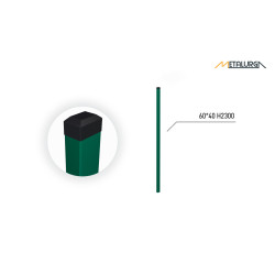 60X40X1.3 H2300 stulpas cinkuotas RAL 6005 3