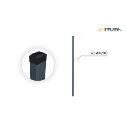 60x40x2 H2800 stulpas cinkuotas RAL7016 2 60x40x2 H2800 stulpas cinkuotas RAL7016 2