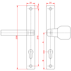 Rankena WKP (ZW1/72) (rankena ir burbulas) WKP door handle 6