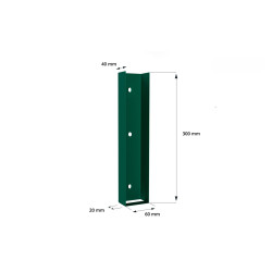 Pamato laikiklis RAL6005 ŽALIAS BLIZGUS U60X300 metalinis 6 Pamato laikiklis RAL6005 ŽALIAS BLIZGUS U60X300 metalinis 6
