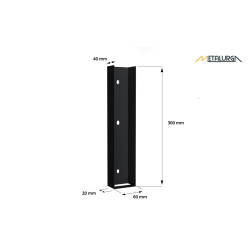 Pamato laikiklis RAL9005 JUODAS BLIZGUS U60X300 metalinis 8 Pamato laikiklis RAL9005 JUODAS BLIZGUS U60X300 metalinis 8